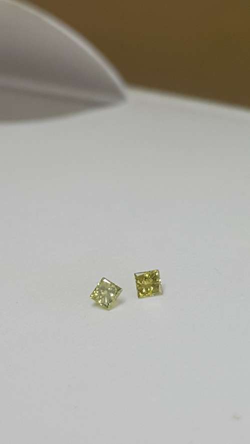 0.06cts (2Pcs)  GENUINE Fancy Yellow DIAMONDS
